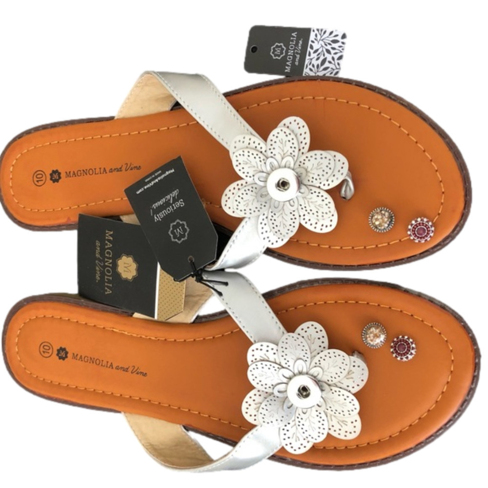Magnolia and Vine Jeweled Floral Flip Flops